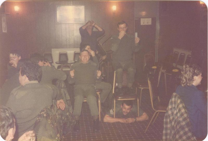 WO2 McVey's famous 'Dambuster' sketch in A Coy, 4 PARA'S Bar, 1980s