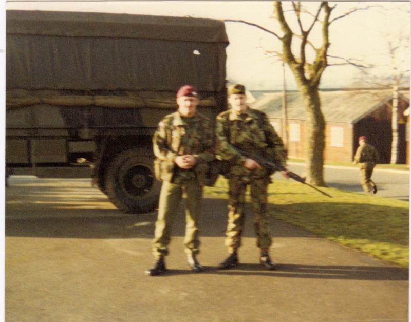 Pte Lee Crichton and Cpl Barry McWilliam training in Ripon, 1980s