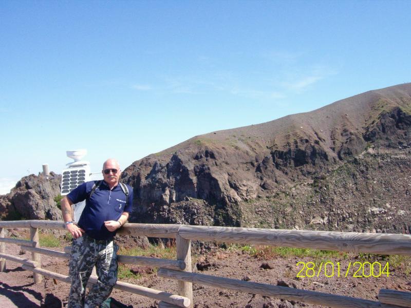 Billy Leathley on top of Mt Vesuvius, 2004