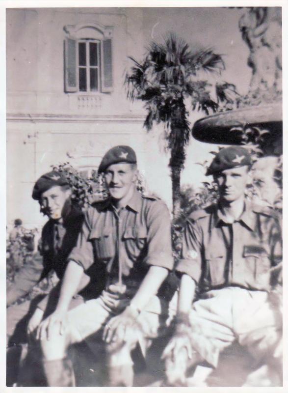 CQMS Hayburn, Major Dennison, CSM Watson of A Coy, 3 Para at Altamura, Italy, 1943