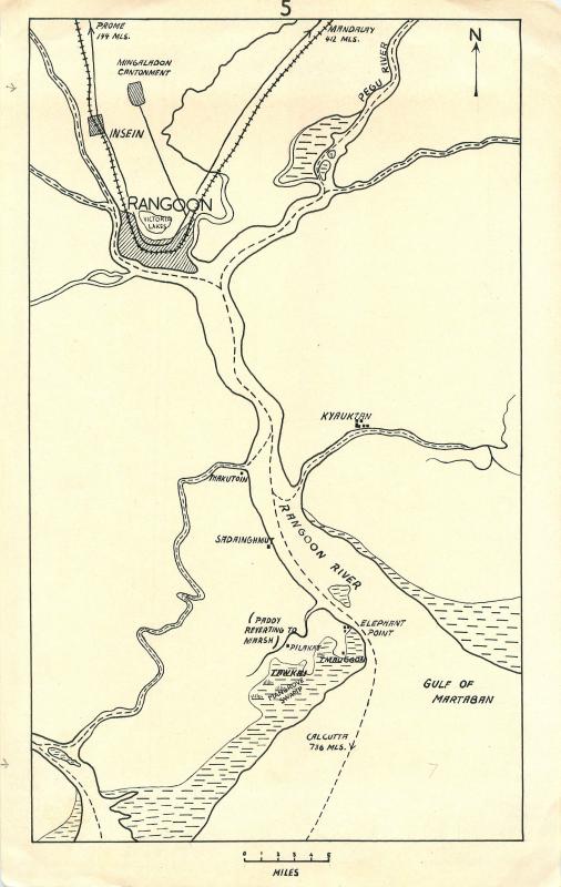 Map of the battle area around Elephant Point in Rangoon.