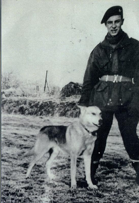 Pte Emile Corteil with Para Dog Glen, 1944