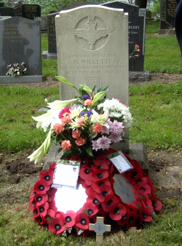 Gravestone of Michael Willetts GC, St Mary's Church, Blidworth, Notts