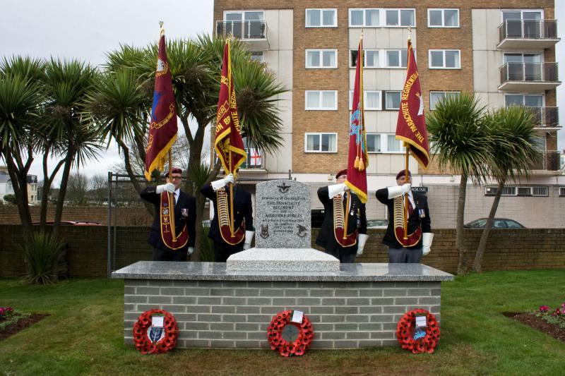 Paignton Airborne Forces Memorial with standard bearers
