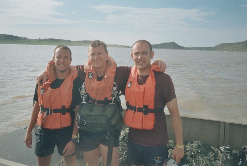 Jeremy Kuhn (Left), Gerhard Venter (Right) and me (centre) at a water jump in South Africa