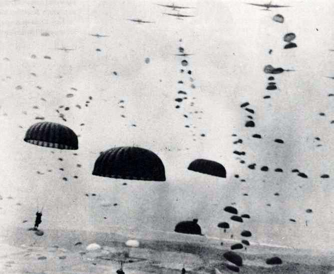 Paratroopers descend enmasse at the DZs near Arnhem, September 1944