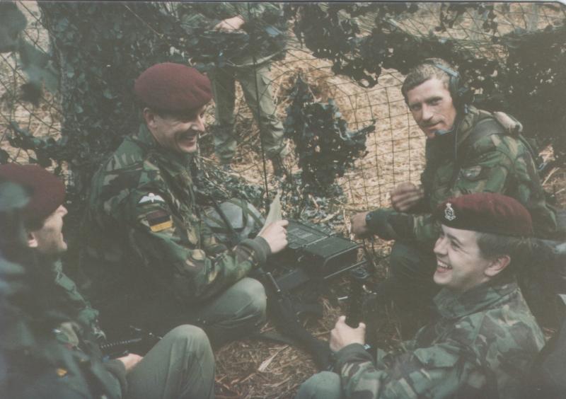 Members of 144 PFA Nottingham and Cardiff detachments on exercise in the Guildford training area 1984