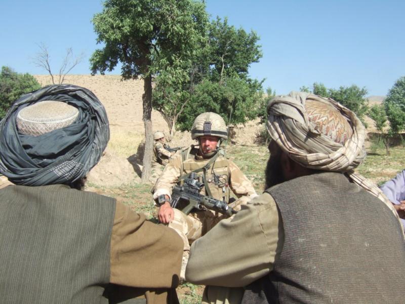 Platoon Commander meeting local elders in Zabul, June 2008