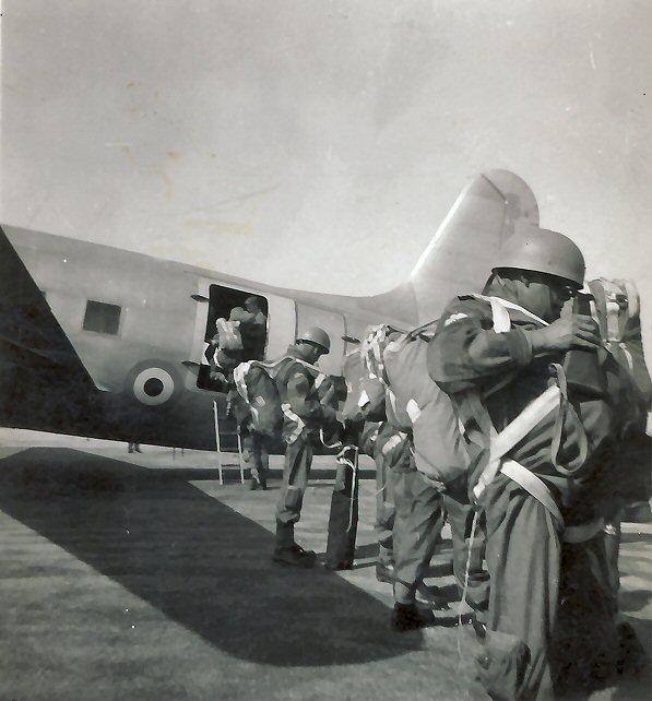 Men of 2nd Para Battalion fly to Jordan from RAF Kabrit Egypt for an exercise, 1952