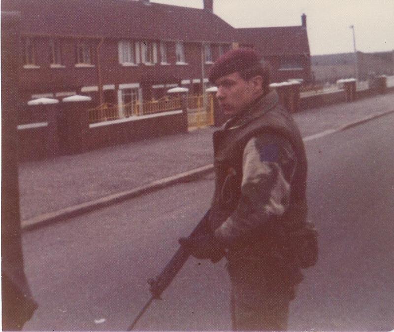 Soldier on foot patrol in Northern Ireland, 1976