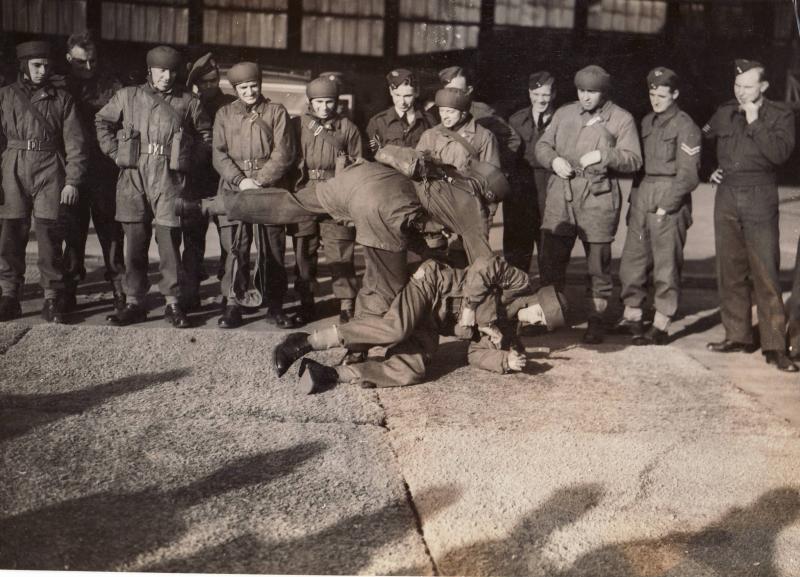 Men of No 2 Commando in unarmed combat at Ringway