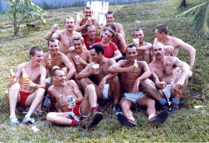 Members of A Coy, 2 PARA, relax whilst in Belize, 1983