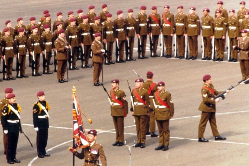 Presentation of new colours to 15 Para. 28 May 82.