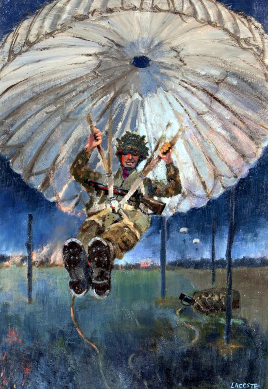 AA Parachutist Landing, Normandy by Gerry Lacoste.