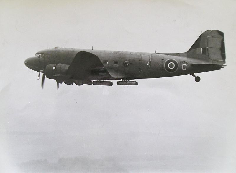 AA CLEs carried underneath a Dakota, c1946.