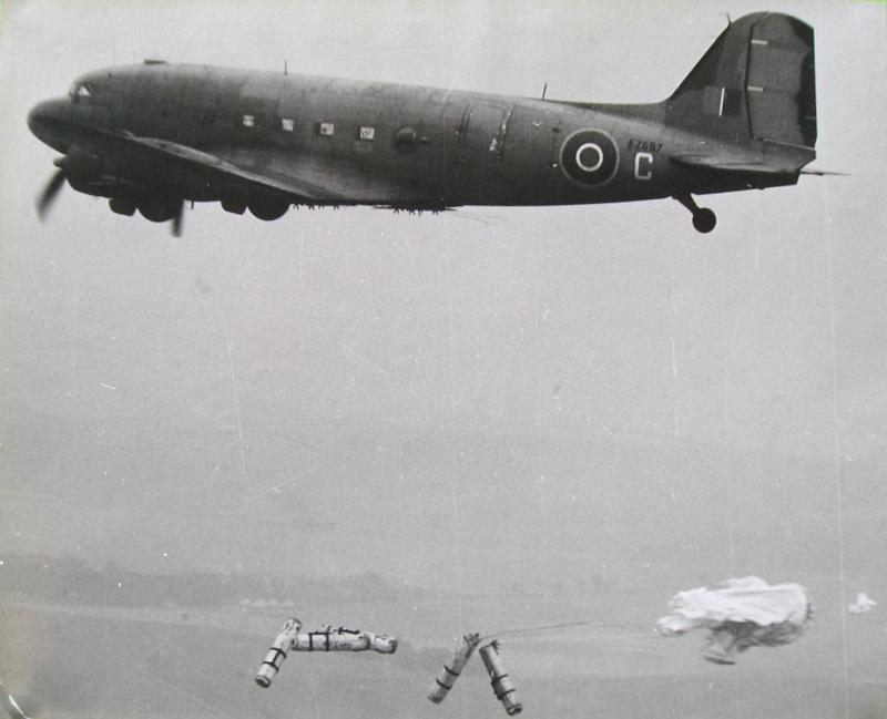 AA CLEs dropping from a Dakota, c1946.