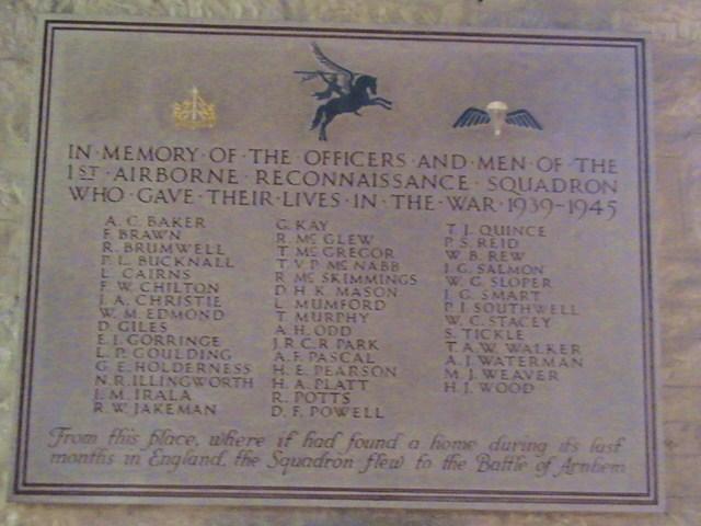 Memorial to 1st Airborne Recce Sqdn in the All Saints Church, Ruskington