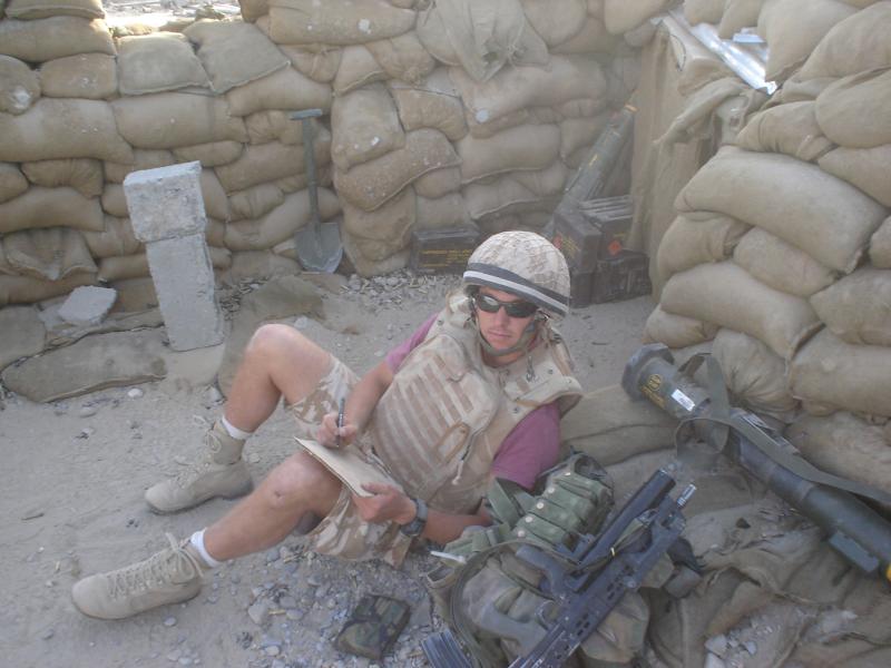 LCpl Paul Muller doing an Ammo State,Sangin 2006