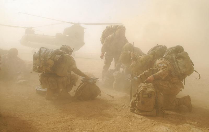 Dust storm caused by a Chinook Helicopter, Musa Quelah, Afghanistan, 2008