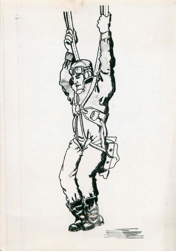 Instruction sketches for parachute training pamphlet.