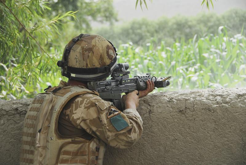 3 PARA soldier engaging the enemy, Musa Quelah, Afghanistan, August 2008