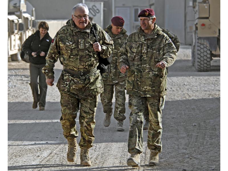 General Wall chats with Brigadier James Chiswell, Afghanistan, December 2010