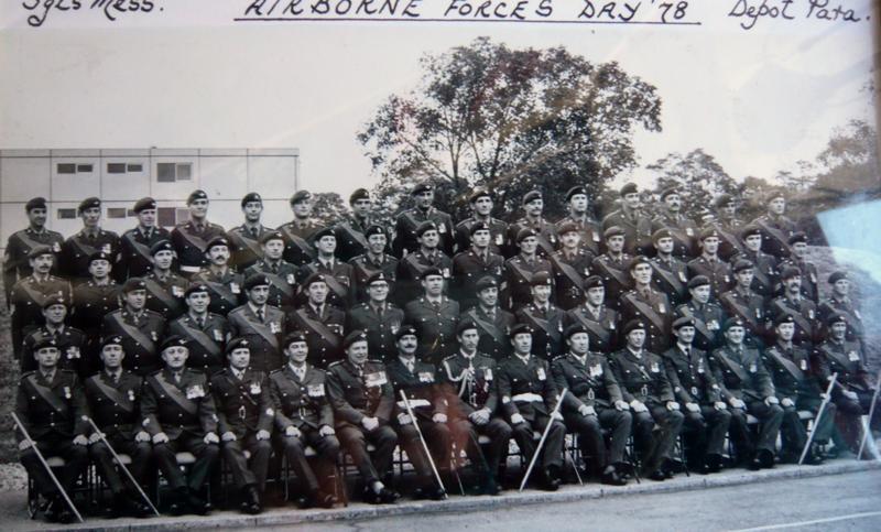 Group photo of Depot PARA Sergeants Mess, Airborne Forces Day, Aldershot, 1978