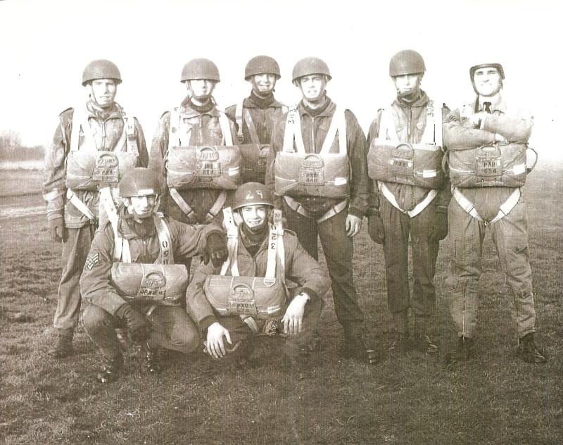 Group photo of Parachute Squadron RAC soldiers after their jump course, c.mid 1960s