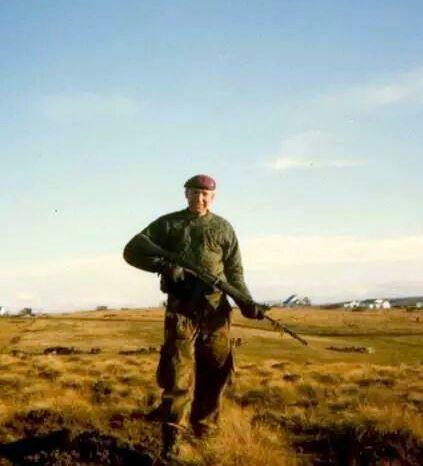 Pte David Parr with a Self-Loading Rifle (SLR) c1981. 