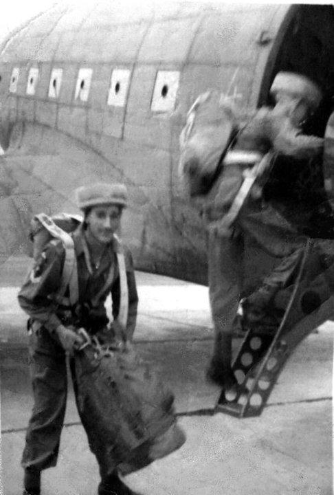 Jimmy (Boarding DC-3), on a training jump in 1942, 2nd Indian Parachute Regiment, 77th Indian Airborne Brigade.