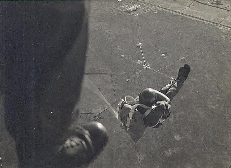 Ken Sellars jumping onto DZ in Malaya 1962