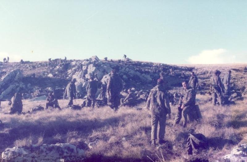 2 PARA Lying Up Point (LUP) before the assault on Wireless Ridge, Falkland Islands, 1982.