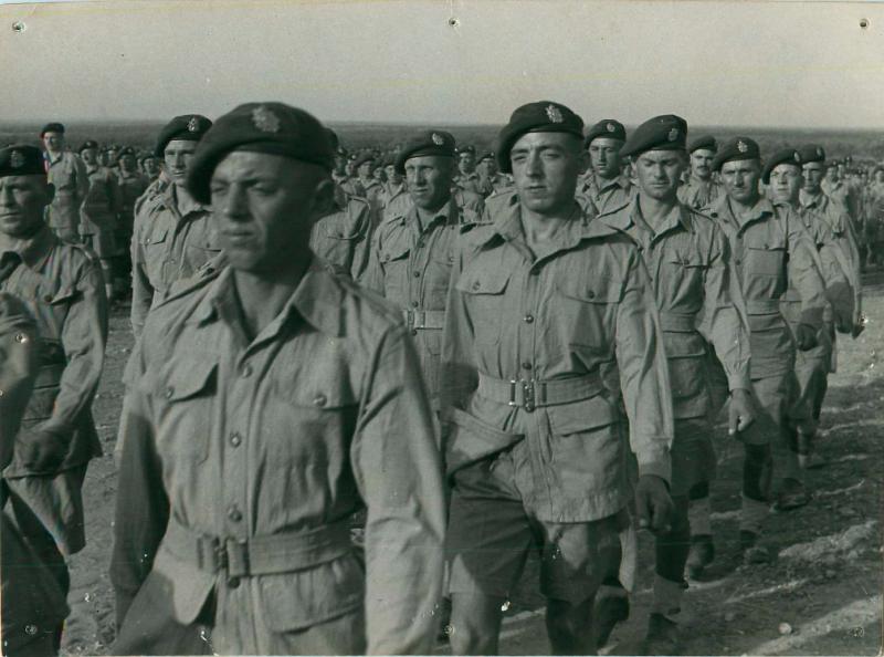 Men of 1st Battalion Border Regiment marching off from Church Parade, July 1943