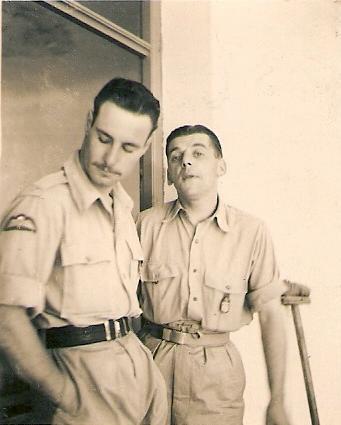 Nichan Soultanian takes a break with a pal, possibly Middle East, mid 1940s