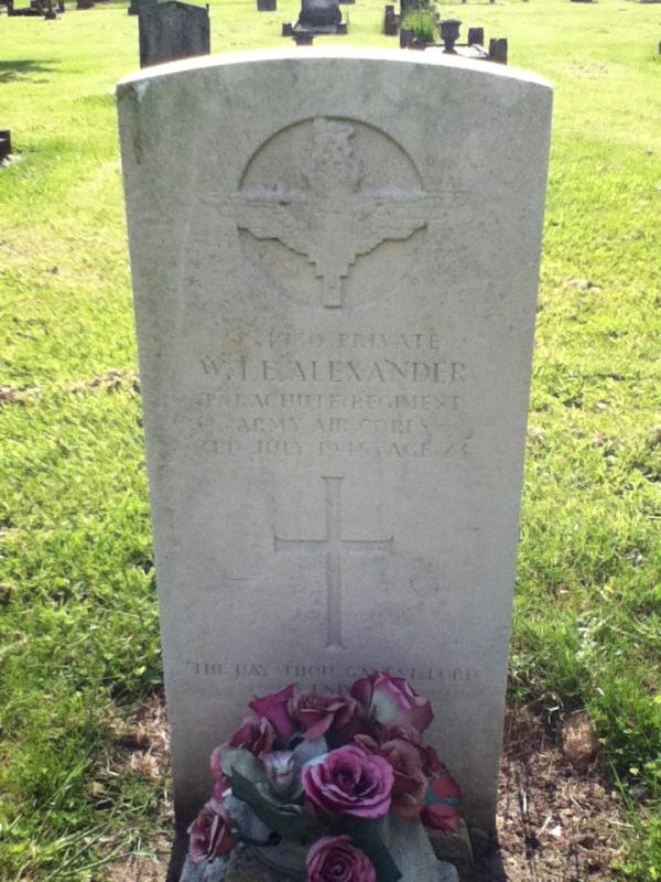 Headstone of Pte WTE Alexander, Highworth Cemetery, Highworth, Wiltshire, UK