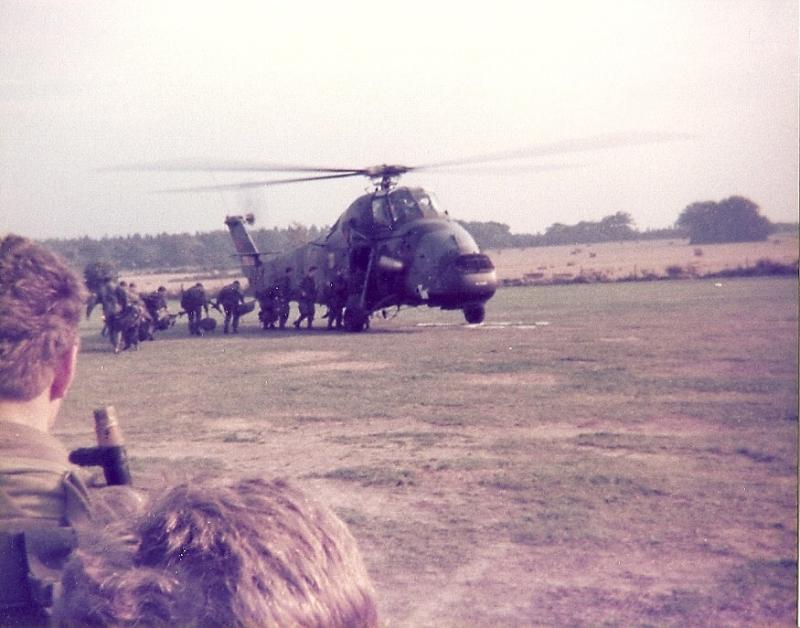 10 Para Annual Camp Thetford September 1978. 3Coy boarding Wessex