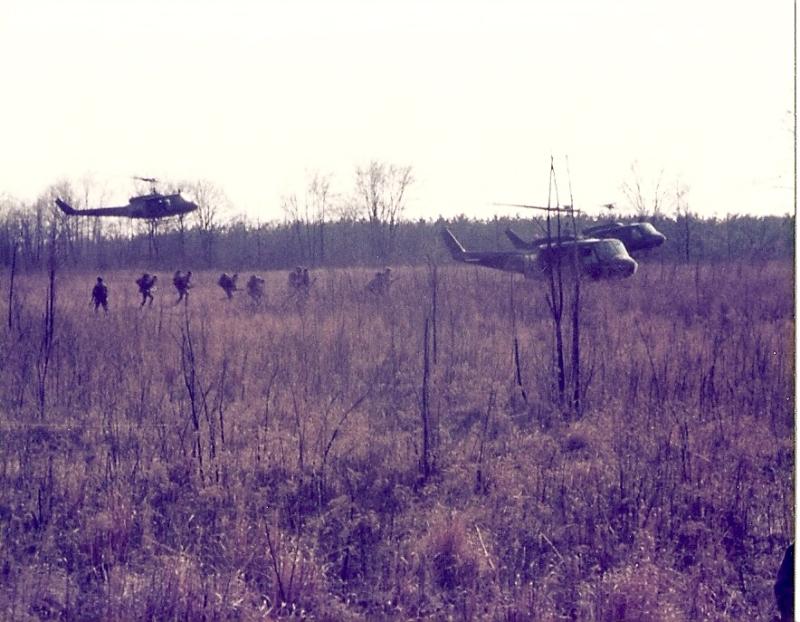 On exercise in US. Fort Campbell Kentucky. Hueys courtsey of 101st Airborne