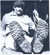Cpl. Stevenson dispaying his boots