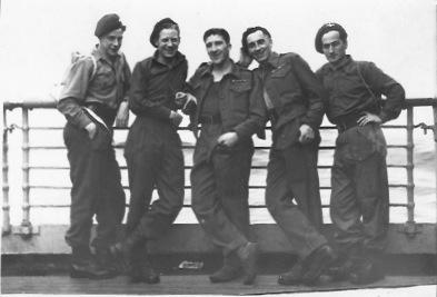 Ginger, Herbie, Mort, Abdull & PFC - SS Cameronian - en route to Palestine 1945