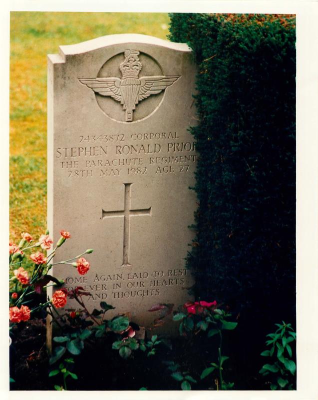 Corporal Stephen Prior's gravestone.