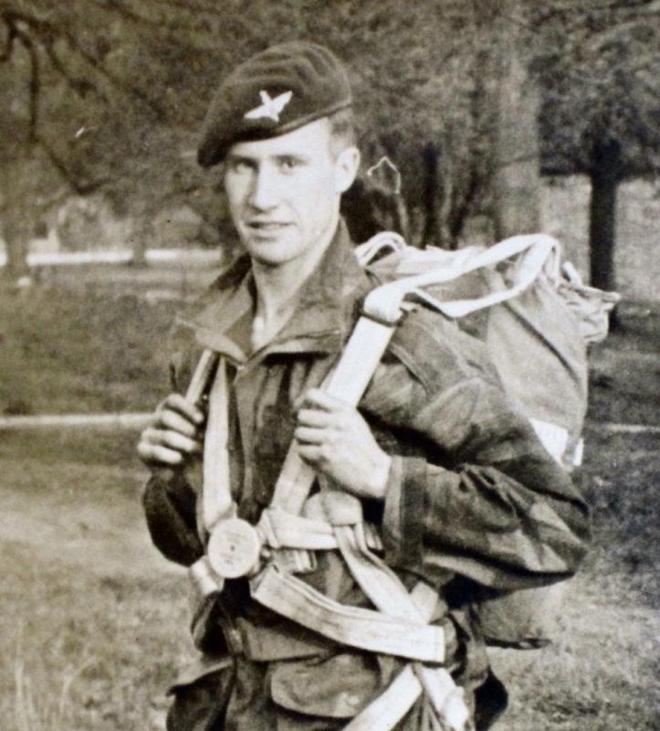 B>M Riordan during parachute course at Upper Heyford 1948
