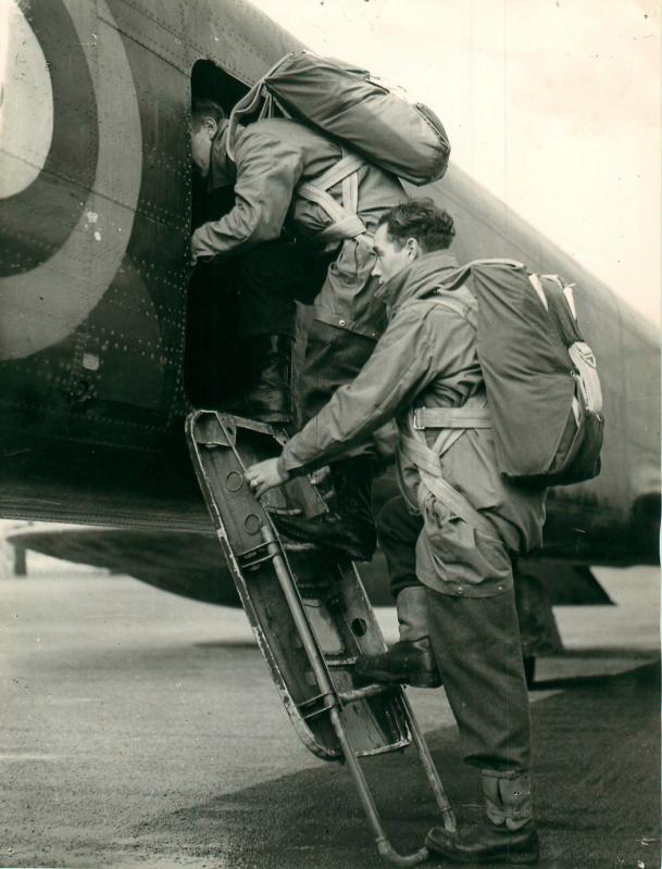 Parachute Regiment members get into a Whitley Bomber, 1940.